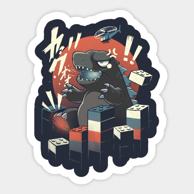 Funny Giant Monster - Godzilla Japanese Kaiju - Lego Building Sticker by BlancaVidal